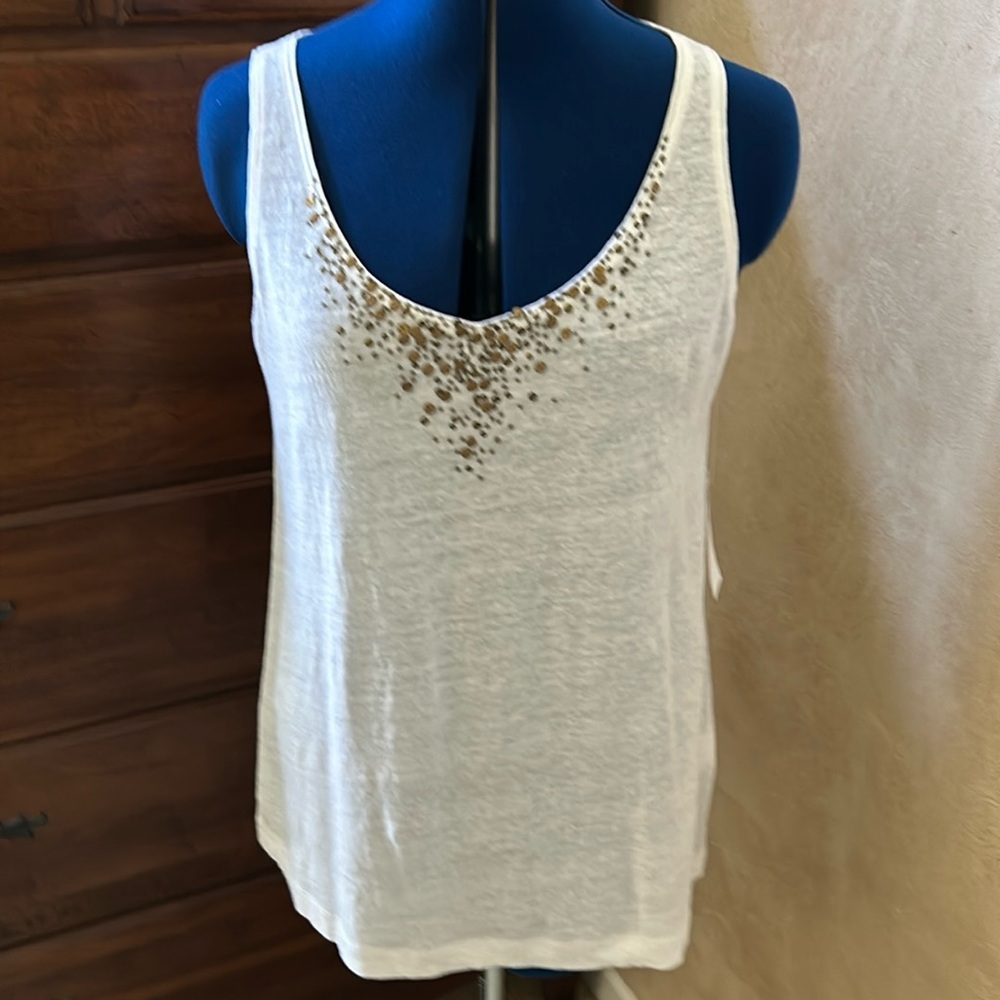 NWT Eileen Fisher linen jersey sleeveless tunic with sequins.